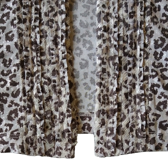 Chico's Travelers Tan Leopard Print Open Front Lightweight Cardigan Modern - Picture 7 of 7